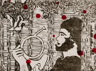 Siegfried, skovfuglene  dragens blod, Wagners Ringcyklus (træsnit)