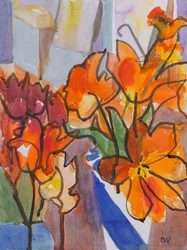 Tulipaner (akvarel og blæk)