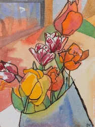 Tulipaner (akvarel og blæk)