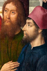 Sognekirke (Sankt Peter Sognekirke). maleri. Sidste aftensmad. Dirk Bouts. 1464-1468. Detalje. Central panel.
