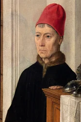 Sognekirke (Sankt Peter Sognekirke). maleri. Sidste aftensmad. Dirk Bouts. 1464-1468. Detalje. Central panel.