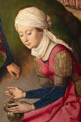 Sognekirke (Parochiekerk Sint-Pieter). Maleri. Sidste aftensmad. Dirk Bouts. 1464-1468. Detalje. Højre panel.