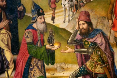 Sognekirke (Sankt Peter Sognekirke). maleri. Sidste aftensmad. Dirk Bouts. 1464-1468. Detalje. Venstre panel.