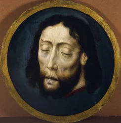 Johannes Døberens overhoved par Bouts, Dirk (1410/20-1475). Tempera på panel, størrelse: D 30,8