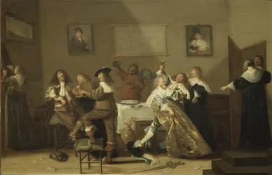 Scene de taverne - Tavern Scene, af Hals, Dirck (1591-1656). Olie på træ