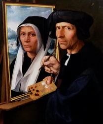 Jacob Cornelisz. van Oostsanen maler et portræt af sin kone