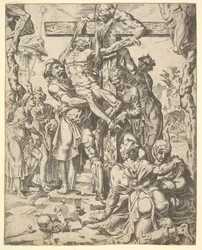 Nedstigningen fra korset, fra menneskehedens fald og frelse gennem livet og pa..., 1548.