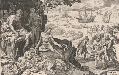 De kejserlige tropper, der bringer civilisationen til indianerne, fra Kejser Ch...s sejre, 1555.