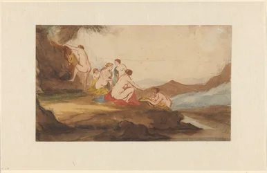 Kvinder bader i et landskab