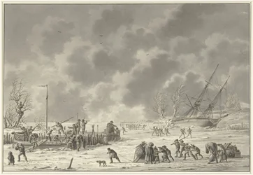 Landzatens flyvninger på Texel, januar 1795 Kanonmanden Bootens og Landzaatens Vlugt i december måned 1794 (titel på objekt)