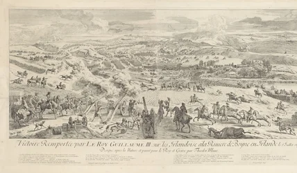 Slag bij Drogheda aan de Boyne, 1. juli 1690 Sejr vundet af Le Roy Guillaume III. om de irske kvinder ved Boyne-floden i Irland den 1. juli 1690 (titel på objektet)