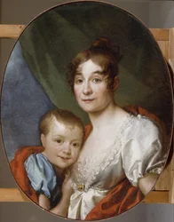 Portræt af grevinde Ekaterina Alexandrovna Shakhovskaya 1777-1846 med datter, 1807