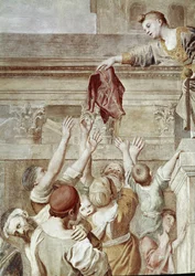 Story of St. Cecilia: Aumone of St. Cecilia, detalje (Fresco