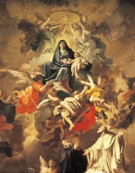Ære med hellige og engle, af Domenico Antonio Vaccaro (1680-1750), Detail