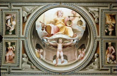 Allegori om retfærdighed. Maleri af Domenico Beccafumi (1486-1551)
