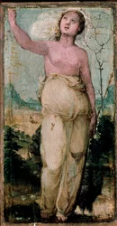 Kvindefigur. Maleri af Domenico Beccafumi (1486-1551). Siena, konservatorium