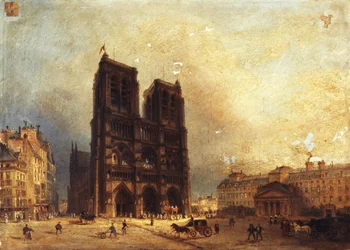 Vue du parvis de Notre-Dame, ca. 1835, ca. 1835 (olie på lærred)