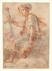 David med Goliat-hovedet (recto); To studier, det ene af en kvinde (verso)