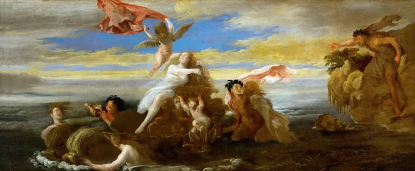 Barok: Galatea og Polyphemus af Fetti, Domenico (1588/90-1623), ca. 1621. Olie på træ, 41,5x96,4. Kunsthistorisk Museum, Wien