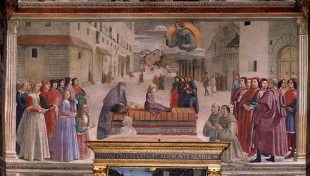 En drengs opstandelse af St Francis (Fresco