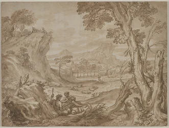 Landskab med hyrder, ca. 1700.