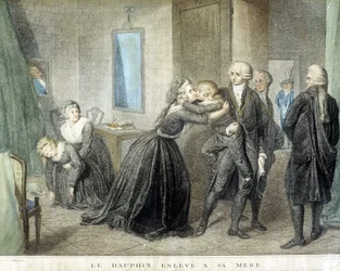 Louis-delfinen kidnappet fra sin mor Marie Antoinette (i deres tempelfængsel), 1. juli