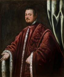 Portræt af Nicolo Da Ponte (1491-1585) - Peinture de Domenico Robustio dit Tintoretto (1560-1635), huile sur toile