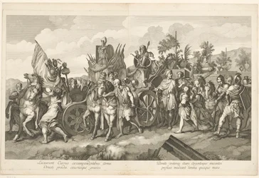 Militær procession med krigsbytte på vogn Alexander den Stores triumf i Babylon (serietitel)