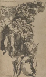 Gruppe fra sidste dom, St. Bartholomew, St. Peter og andre apostle, 1500-tallet.