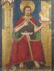 Panel med Johannes Døberen på tronen fra Retable, 1400-tallet.