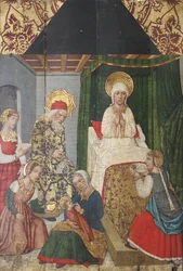 Panel med Johannes Døberens fødsel fra Retable, 1400-tallet.