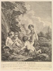 Børn svømning, ca. 1741