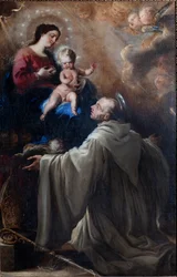 Sognemuseum. Maleri. Sankt Bernard og Madonnaen med barn. Olie på lærred.