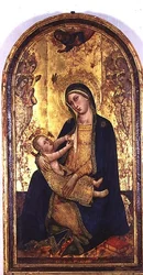 Madonna og barn (tempera på panel)