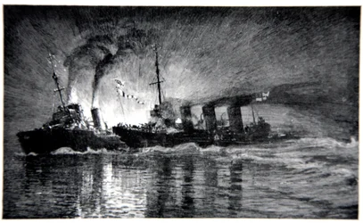 HMS Broke ramler den tyske ødelægger, illustration fra 