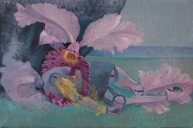 Metamorphosis, Mannequin and orchid, ca. 1968 (olie på lærred)