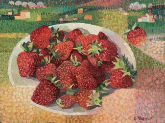 Jordbær, ca. 1985 (olie om bord)