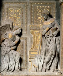 Bebudelsen, højrelief af Donato de Bardi, kaldet Donatello (ca. 1386-1466), 1435, Chiesa di Santa Croce, Firenze