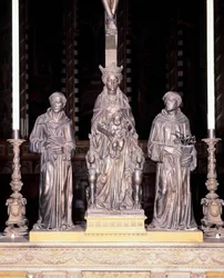 Italien, Padova, basilikaen Sankt Antonius af Padova, gruppe af jomfruer og barn med hellige, af Donatello (ca. 1386-1466), bronze