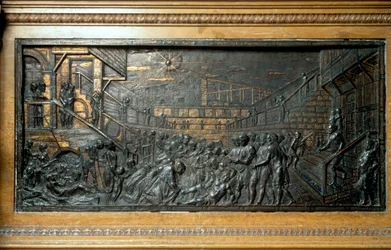 The Miracle of St Anthony, genmontering af foden, panel fra hovedalteret (bronze relief