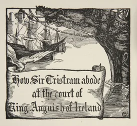 Hvordan Tristram boede ved hoffet til King Anguish of Ireland, illustration fra 