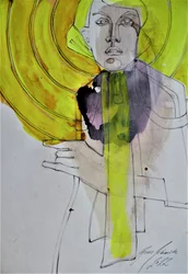 Abstrakt kvinde, gul
