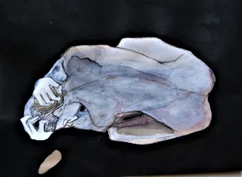 Kontemplativ blå figur