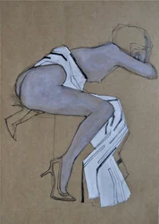 Elegant modeskitse i nudefarver