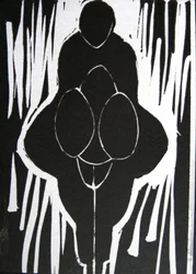 Ekspressiv sort-hvid figur