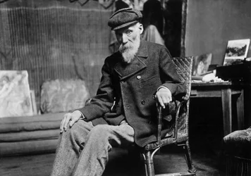 Auguste Renoir (1841-1919), fransk maler, i sit værksted i Cagnes-on-Mer (Alpes-Maritimes), omkring 1907