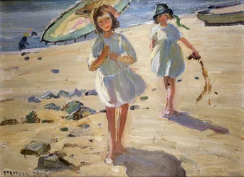 Friends on the Beach (olie på lærred)