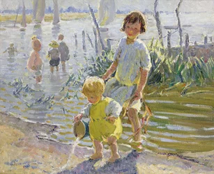 Paddling (olie på lærred)