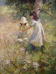 Plukning af vilde blomster (olie på lærred)