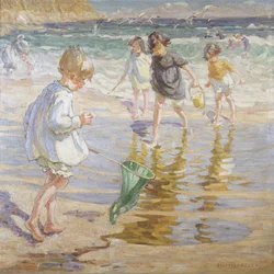 Playing by the Sea (olie på lærred)